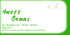 anett ormai business card